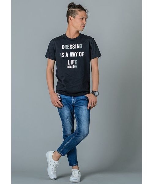 REGIEVO(レジエボ)の「【REGIEVO】メッセージプリントTシャツ(Tシャツ/カットソー・メンズ・ブラック/オフホワイト・S/M/L/XL)」の7枚目の写真