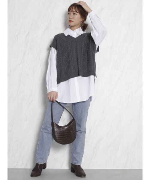 dazzlin（ダズリン）の「シャツセットベストトップス（ニット/セーター・レディース・アイボリー/グレー/ブラウン・FREE）」の18枚目の写真