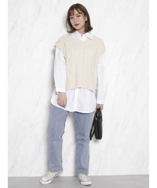dazzlin（ダズリン）の「シャツセットベストトップス（ニット/セーター・レディース・アイボリー/グレー/ブラウン・FREE）」の19枚目の写真