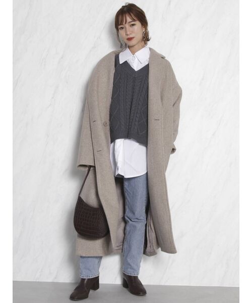 dazzlin（ダズリン）の「シャツセットベストトップス（ニット/セーター・レディース・アイボリー/グレー/ブラウン・FREE）」の7枚目の写真