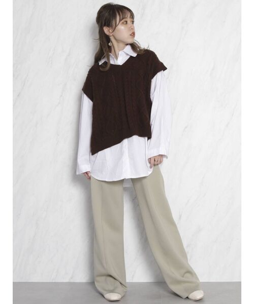 dazzlin（ダズリン）の「シャツセットベストトップス（ニット/セーター・レディース・アイボリー/グレー/ブラウン・FREE）」の10枚目の写真