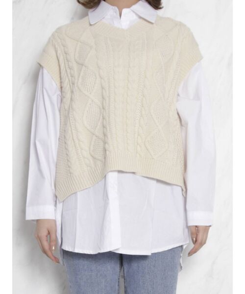 dazzlin（ダズリン）の「シャツセットベストトップス（ニット/セーター・レディース・アイボリー/グレー/ブラウン・FREE）」の15枚目の写真