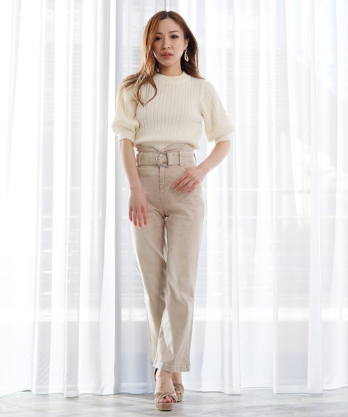 LIPSERVICE(リップサービス)の「ベルト付デニムフレアパンツ(デニムパンツ・レディース・ブラック/インディゴブルー/ライトベージュ・S/M)」の4枚目の写真