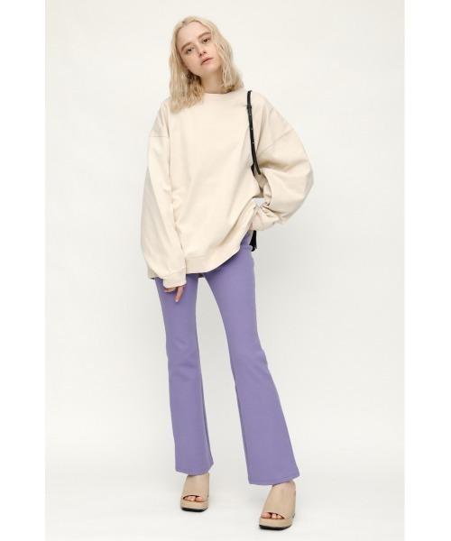 SLY(スライ)の「RELAX RIB FLARE PT リラックス リブ フレアパンツ(スラックス・レディース・パープル/ブラック/アイボリー・2/1)」の3枚目の写真