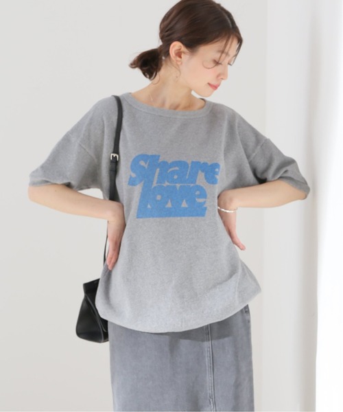 SLOBE IENA(スローブイエナ)の「【MIXTA/ミクスタ】 ショートスリーブスウェット【洗濯機使用可能】◆(Tシャツ/カットソー・レディース・キャメル/グレー/アイボリー・FREE)」の1枚目の写真
