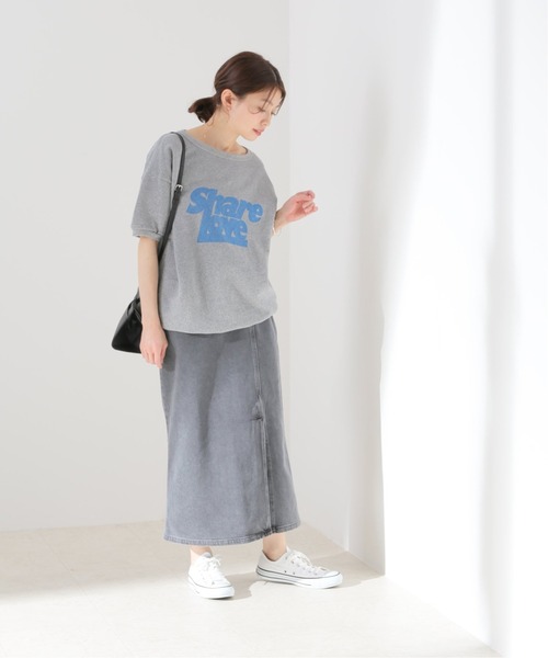 SLOBE IENA(スローブイエナ)の「【MIXTA/ミクスタ】 ショートスリーブスウェット【洗濯機使用可能】◆(Tシャツ/カットソー・レディース・キャメル/グレー/アイボリー・FREE)」の7枚目の写真