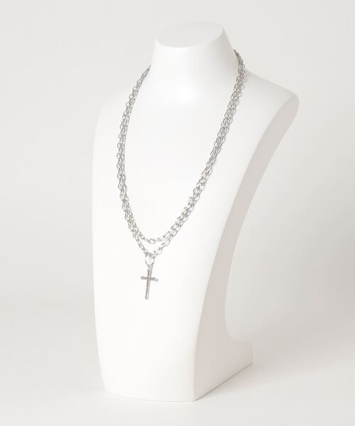 Figments（フィグメンツ）の「ダブルチェーンクロスネックレス（ネックレス・レディース・シルバー・FREE）」の2枚目の写真