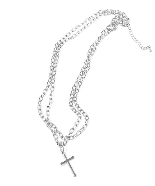 Figments（フィグメンツ）の「ダブルチェーンクロスネックレス（ネックレス・レディース・シルバー・FREE）」の9枚目の写真