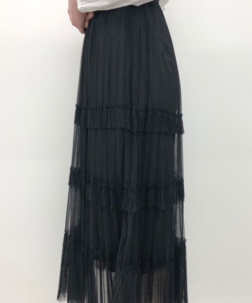 SPIGA（スピーガ）の「チュールティアードロングSK（スカート・レディース・ベージュ/ブラック・FREE）」の9枚目の写真
