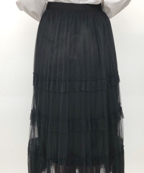 SPIGA（スピーガ）の「チュールティアードロングSK（スカート・レディース・ベージュ/ブラック・FREE）」の8枚目の写真