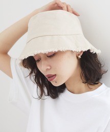 ・麻混フリンジバケットハット＊