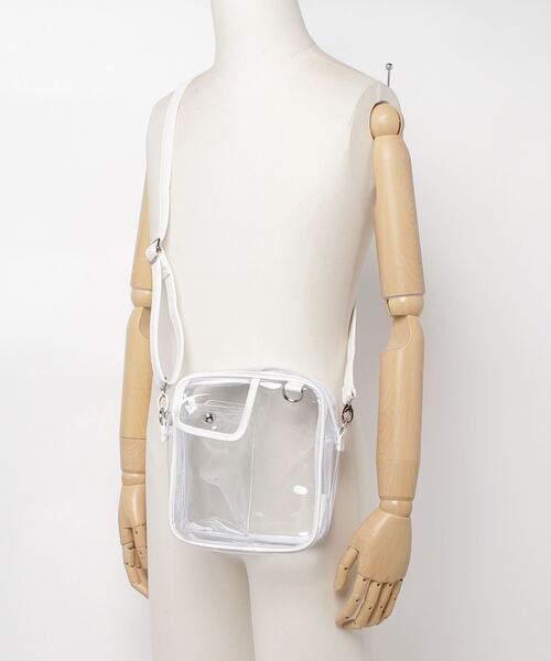 WEGO（ウィゴー）の「WEGO/パイピングスクエアクリアショルダーバッグ（ショルダーバッグ・レディース・ブラック/その他1/ホワイト系その他・FREE）」の5枚目の写真