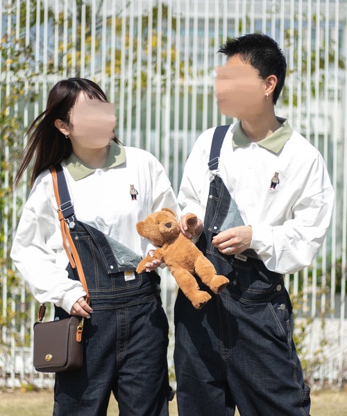 PairPair（ペアペア）の「ワンポイント刺繍カラーシャツ(ユニセックス)（Tシャツ/カットソー・メンズ・グレイッシュブルー/アイボリー/オフホワイト・MEDIUM/LARGE）」の5枚目の写真