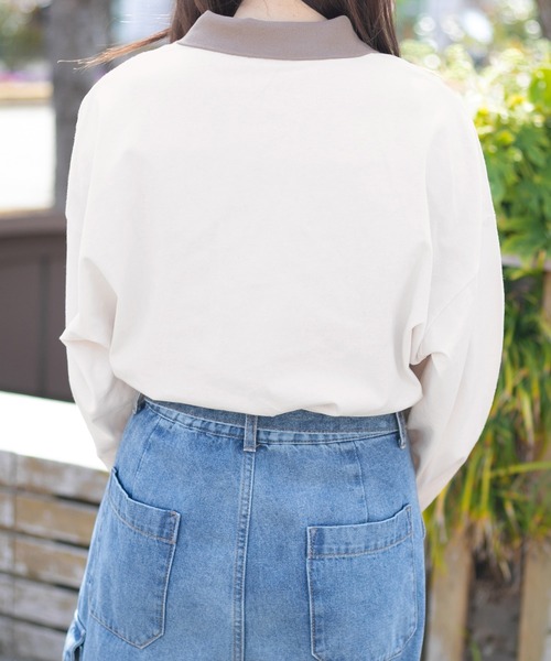 PairPair（ペアペア）の「ワンポイント刺繍カラーシャツ(ユニセックス)（Tシャツ/カットソー・メンズ・グレイッシュブルー/アイボリー/オフホワイト・MEDIUM/LARGE）」の16枚目の写真