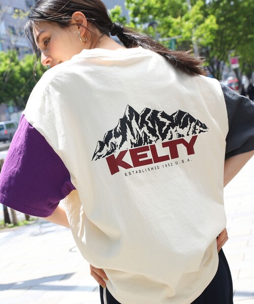 KELTY（ケルティ）の「◆【WEB限定】KELTY/ケルティー別注ビックシルエットヴィンテージライクバックプリントTEE（Tシャツ/カットソー・メンズ・オフホワイト/グリーン/ホワイト系3/パープル/チャコールグレー・01/02/03/04）」の3枚目の写真