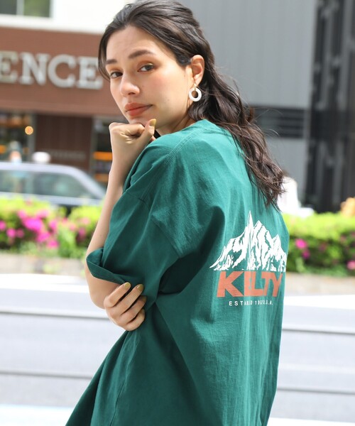 KELTY（ケルティ）の「◆【WEB限定】KELTY/ケルティー別注ビックシルエットヴィンテージライクバックプリントTEE（Tシャツ/カットソー・メンズ・オフホワイト/グリーン/ホワイト系3/パープル/チャコールグレー・01/02/03/04）」の4枚目の写真