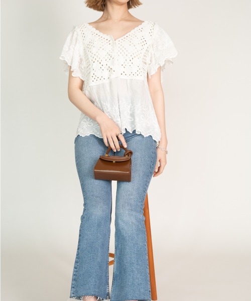 yuue' ( wear )（ユーイ）の「かぎ針編みカットワーク半袖ブラウス（シャツ/ブラウス・レディース・ホワイト/ベージュ・FREE）」の11枚目の写真