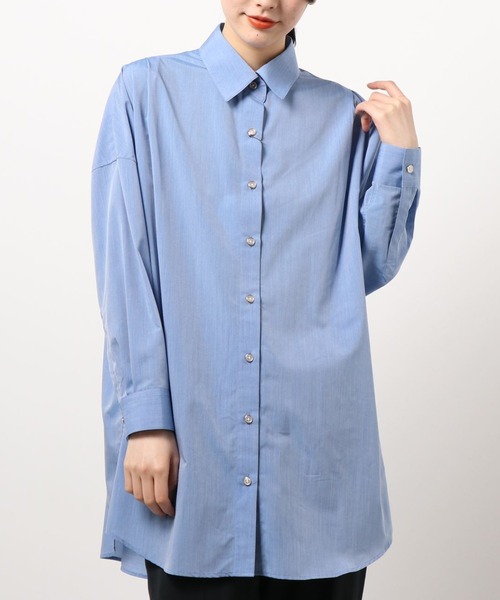 LOUNGEDRESS(ラウンジドレス)の「オーバーフィットシャツ(シャツ/ブラウス・レディース・ブルー/オフホワイト/ブラック・FREE)」の8枚目の写真