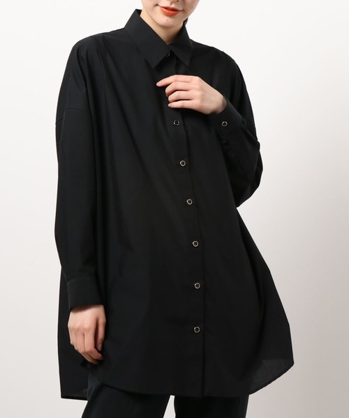 LOUNGEDRESS(ラウンジドレス)の「オーバーフィットシャツ(シャツ/ブラウス・レディース・ブルー/オフホワイト/ブラック・FREE)」の10枚目の写真