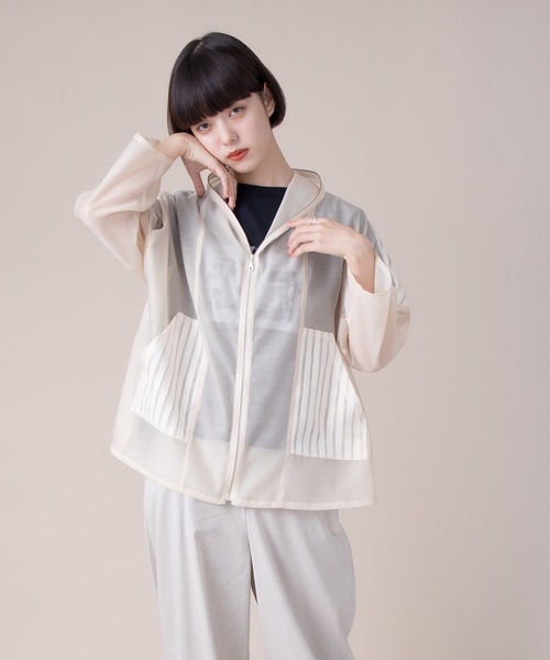 La SRIC(ラスリック)の「La SRIC / メッシュレースパーカ(シャツ/ブラウス・レディース・ベージュ/ブラック・38)」の1枚目の写真