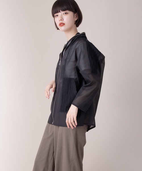 La SRIC(ラスリック)の「La SRIC / メッシュレースパーカ(シャツ/ブラウス・レディース・ベージュ/ブラック・38)」の3枚目の写真
