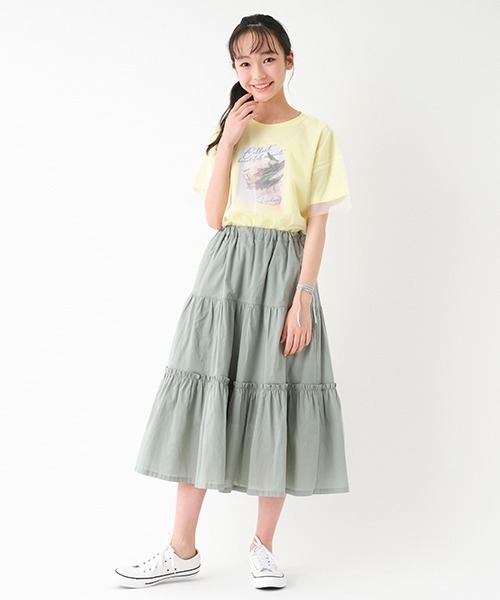 Lindsay(リンジィ)の「ティアードスカート(スカート・キッズ・ライトベージュ/オフホワイト/ライトカーキ・160cm/150cm/140cm)」の3枚目の写真