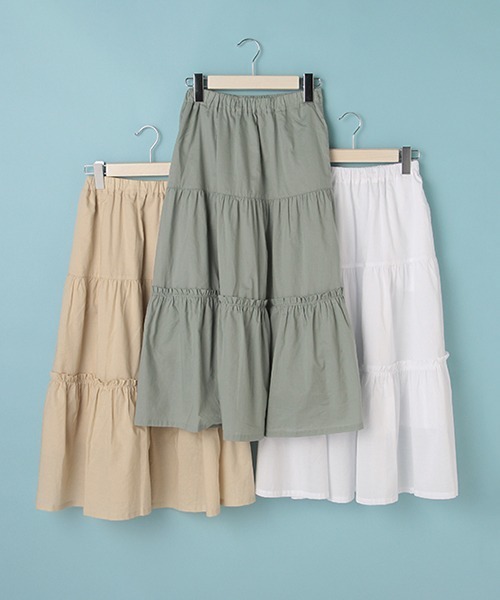 Lindsay(リンジィ)の「ティアードスカート(スカート・キッズ・ライトベージュ/オフホワイト/ライトカーキ・160cm/150cm/140cm)」の6枚目の写真