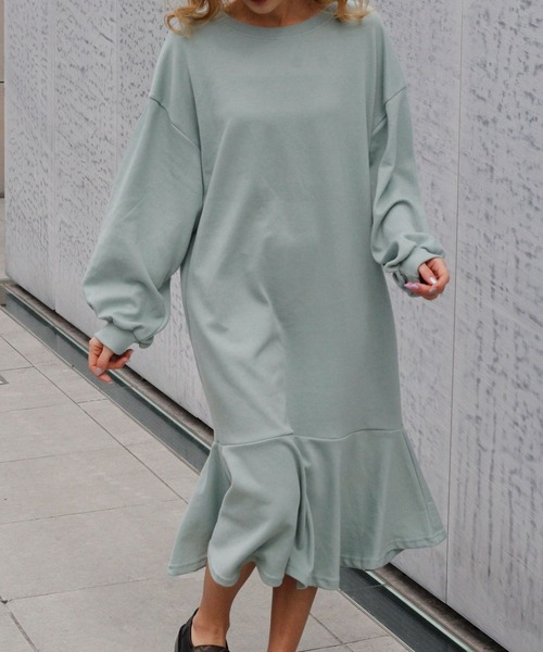 nina mew（ニーナミュウ）の「パフスリーブフレアスウェットワンピース（ワンピース・レディース・ピンク/ブラック・FREE）」の10枚目の写真