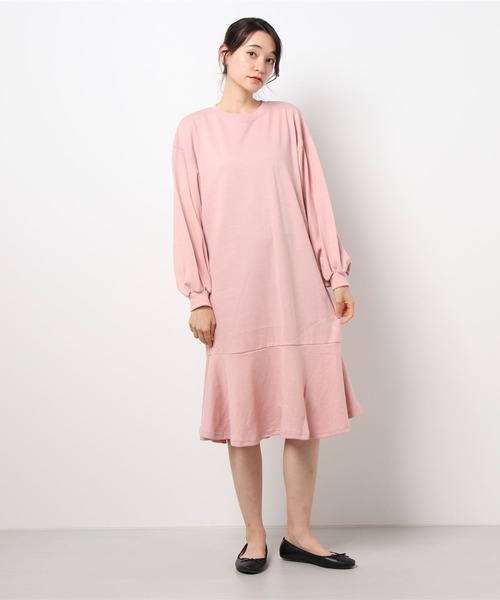 nina mew（ニーナミュウ）の「パフスリーブフレアスウェットワンピース（ワンピース・レディース・ピンク/ブラック・FREE）」の18枚目の写真