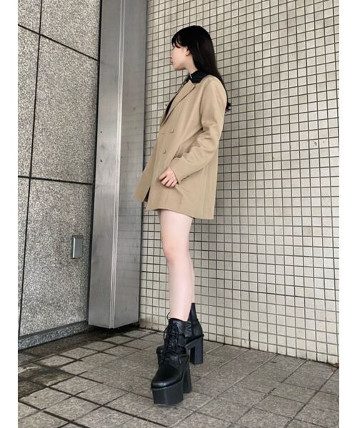 EATME(イートミー)の「ベルト付きダブルボタンジャケット(セットアップ可能)(テーラードジャケット・レディース・ブラック/ライトブラウン/その他1・FREE)」の6枚目の写真