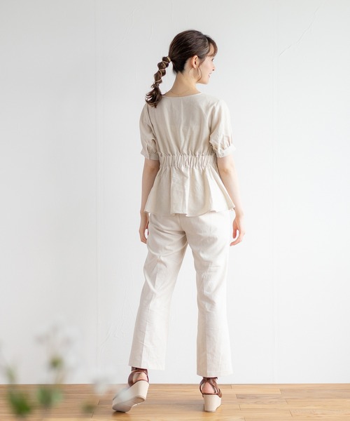 White Collection（ホワイトコレクション）の「リネンフレアーパンツ（その他パンツ・レディース・アイボリー/カーキ・FREE）」の14枚目の写真