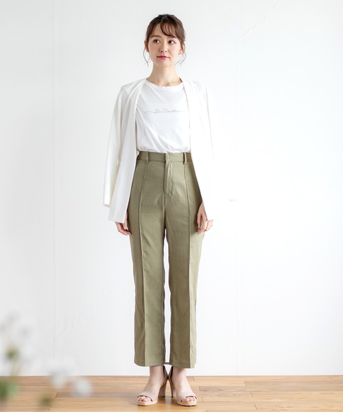 White Collection（ホワイトコレクション）の「リネンフレアーパンツ（その他パンツ・レディース・アイボリー/カーキ・FREE）」の4枚目の写真