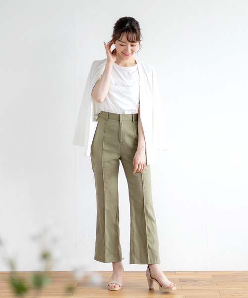 White Collection（ホワイトコレクション）の「リネンフレアーパンツ（その他パンツ・レディース・アイボリー/カーキ・FREE）」の6枚目の写真