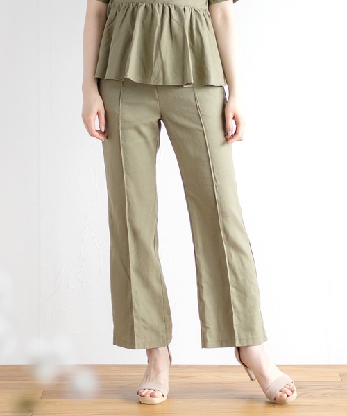 White Collection（ホワイトコレクション）の「リネンフレアーパンツ（その他パンツ・レディース・アイボリー/カーキ・FREE）」の15枚目の写真