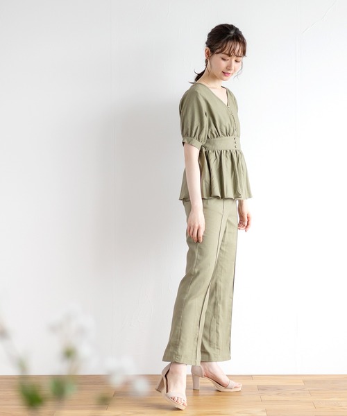 White Collection（ホワイトコレクション）の「リネンフレアーパンツ（その他パンツ・レディース・アイボリー/カーキ・FREE）」の8枚目の写真