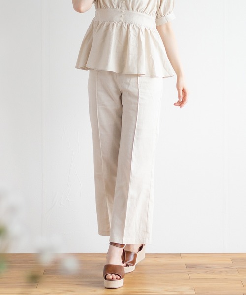 White Collection（ホワイトコレクション）の「リネンフレアーパンツ（その他パンツ・レディース・アイボリー/カーキ・FREE）」の21枚目の写真