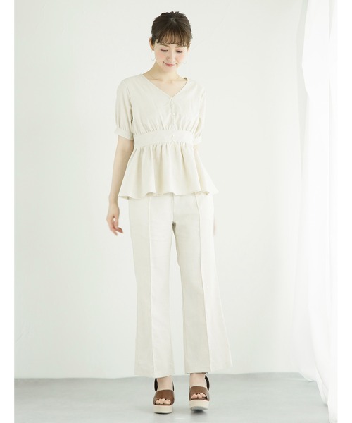 White Collection（ホワイトコレクション）の「リネンフレアーパンツ（その他パンツ・レディース・アイボリー/カーキ・FREE）」の16枚目の写真