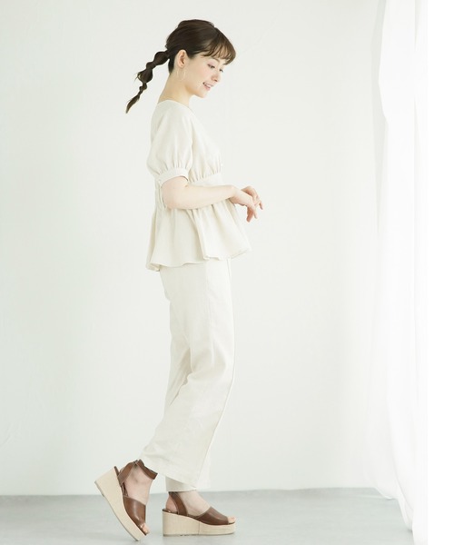 White Collection（ホワイトコレクション）の「リネンフレアーパンツ（その他パンツ・レディース・アイボリー/カーキ・FREE）」の18枚目の写真