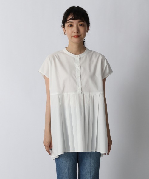 LOWRYS FARM(ローリーズファーム)の「タックシャツショートスリーブ 952035(シャツ/ブラウス・レディース・ブラック/オフホワイト/グリーン・FREE)」の6枚目の写真