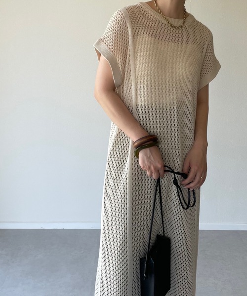 y/m by misato（イムバイミサト）の「メッシュニットロングトップス（その他トップス・レディース・ブラウン/オフホワイト・FREE）」の21枚目の写真