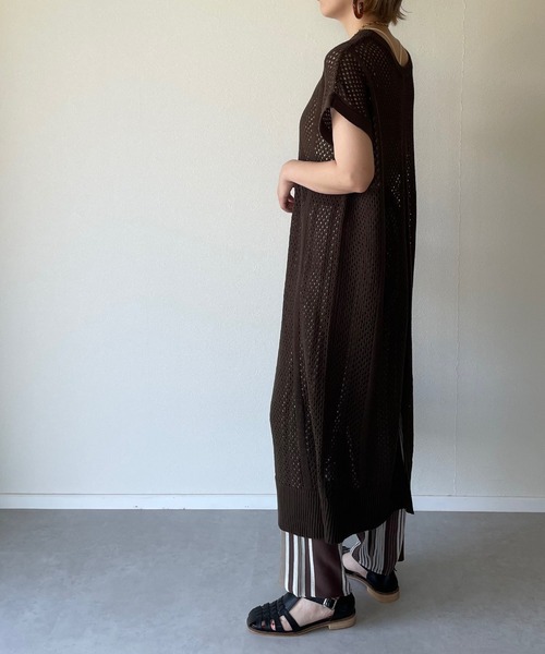 y/m by misato（イムバイミサト）の「メッシュニットロングトップス（その他トップス・レディース・ブラウン/オフホワイト・FREE）」の18枚目の写真