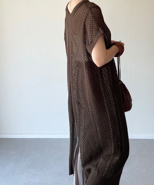 y/m by misato（イムバイミサト）の「メッシュニットロングトップス（その他トップス・レディース・ブラウン/オフホワイト・FREE）」の22枚目の写真