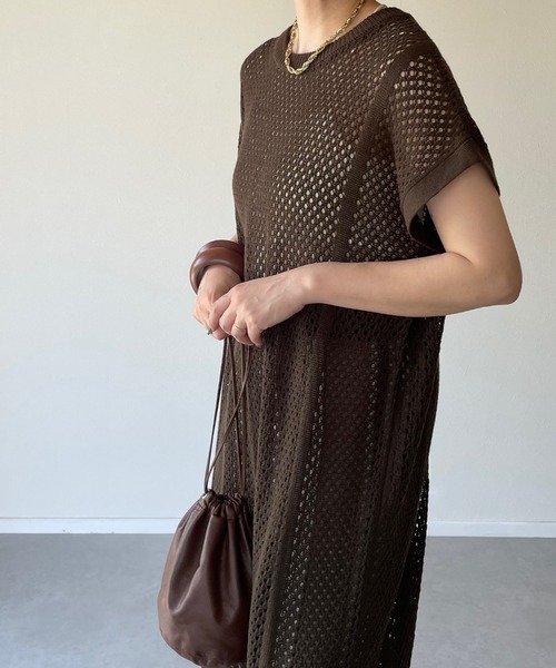 y/m by misato（イムバイミサト）の「メッシュニットロングトップス（その他トップス・レディース・ブラウン/オフホワイト・FREE）」の20枚目の写真