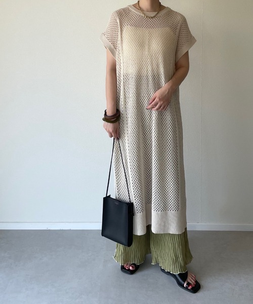 y/m by misato（イムバイミサト）の「メッシュニットロングトップス（その他トップス・レディース・ブラウン/オフホワイト・FREE）」の11枚目の写真