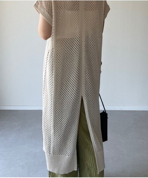 y/m by misato（イムバイミサト）の「メッシュニットロングトップス（その他トップス・レディース・ブラウン/オフホワイト・FREE）」の12枚目の写真