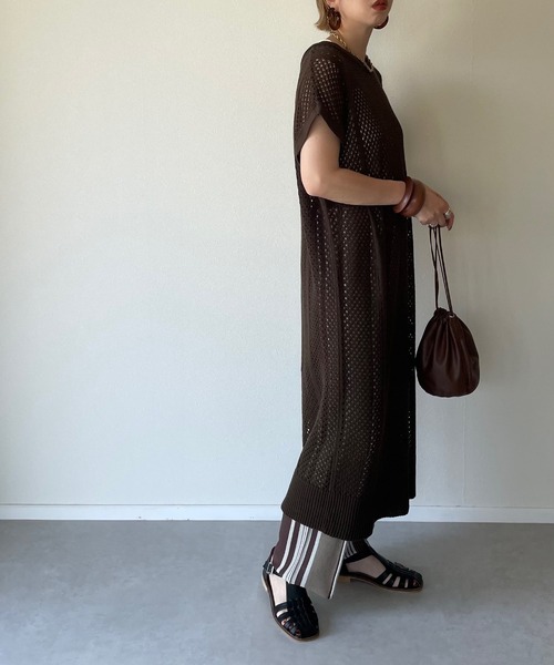 y/m by misato（イムバイミサト）の「メッシュニットロングトップス（その他トップス・レディース・ブラウン/オフホワイト・FREE）」の15枚目の写真