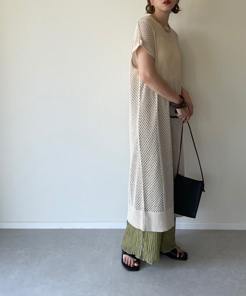 y/m by misato（イムバイミサト）の「メッシュニットロングトップス（その他トップス・レディース・ブラウン/オフホワイト・FREE）」の5枚目の写真