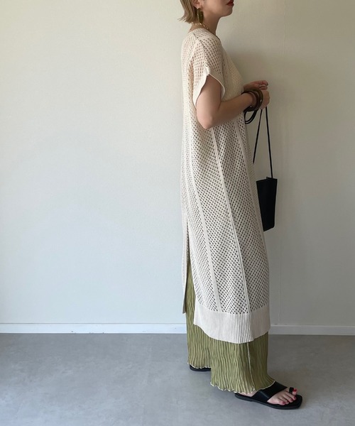 y/m by misato（イムバイミサト）の「メッシュニットロングトップス（その他トップス・レディース・ブラウン/オフホワイト・FREE）」の8枚目の写真