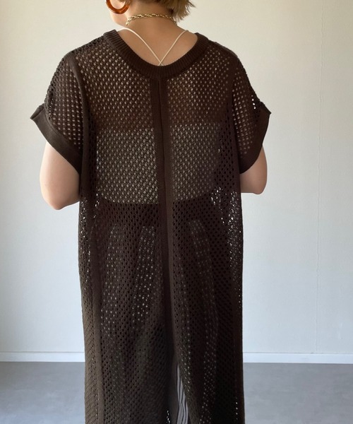 y/m by misato（イムバイミサト）の「メッシュニットロングトップス（その他トップス・レディース・ブラウン/オフホワイト・FREE）」の16枚目の写真