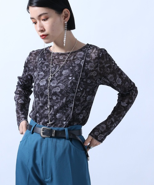 HARE（ハレ）の「FLOWERキリカエカットソー(HARE)（Tシャツ/カットソー・レディース・ブラック/ベージュ/ネイビー・FREE）」の18枚目の写真